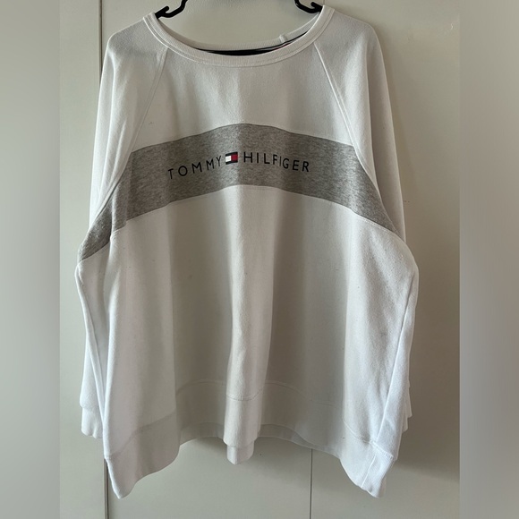 Tommy Hilfiger Sweaters - Tommy Hilfiger Women's White and Gray Logo Sweatshirt